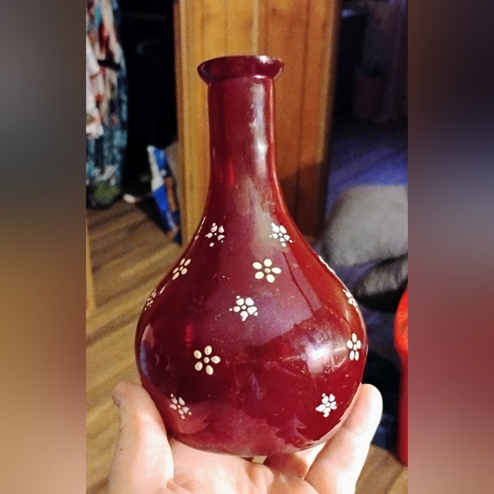 Vintage Hand Blown Cranberry Perfume Bottle